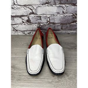White and Red Women's Loafers